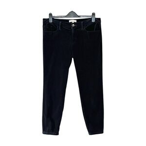 Banana republic black velvet trouser mid rise straight leg Basic Effortless